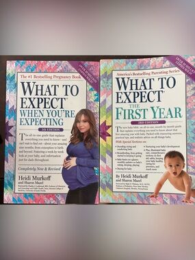 What to Expect When You're Expecting & The First Year - Blue & White Covers
